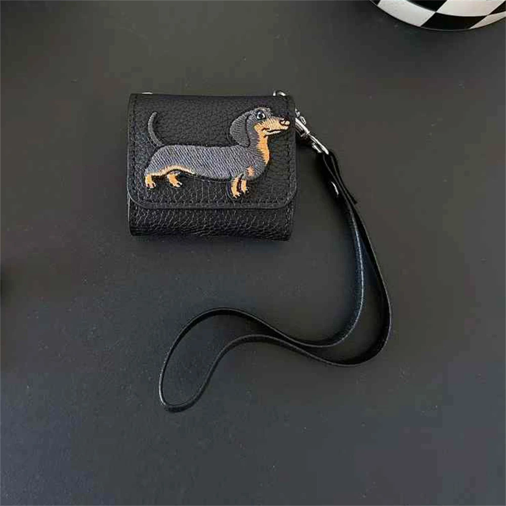 لطيف الإبداعية الحيوان الألماني الليتشي نمط فو الجلود حقيبة سماعة الاذن ل Airpods 1 2 3 4 برو 2 الغطاء الواقي مع قلادة