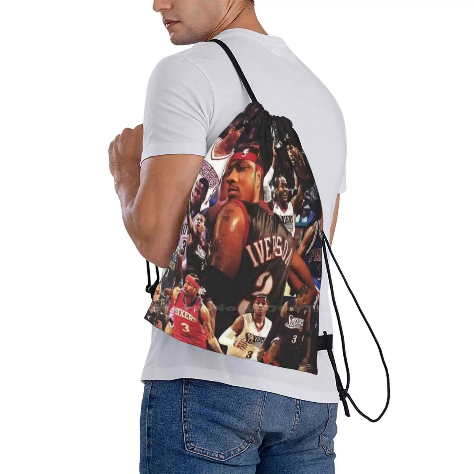 Design Allen Iverson School Bag Big Capacity Backpack Laptop 15 Inch Allen Iverson Wallpaper Allen Iverson Art Allen Iverson