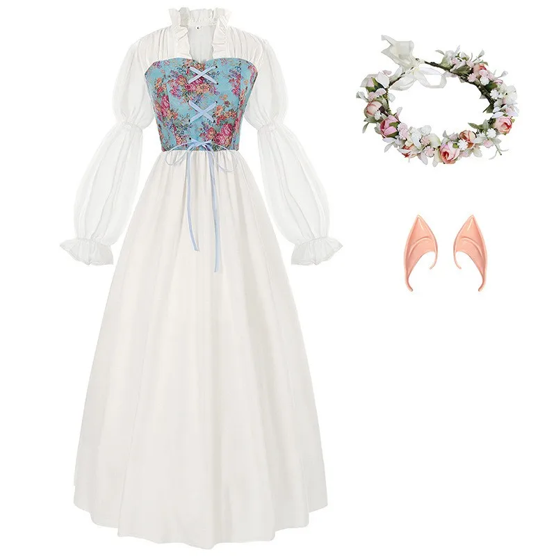 Renaissance Style Corset Waist Dress with Medieval Stage Performance Fairy Dress Fantasy Theme Stage Costume for Men and Women - view 3