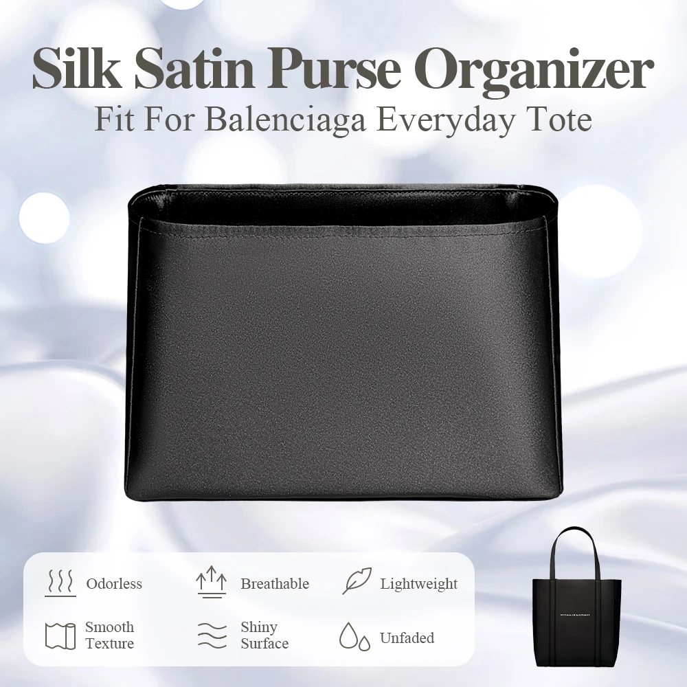 Silk Satin Purse Organizer Insert Fit for Balenciaga Everyday Tote Lightweight Inside Bag Insert Slim Liner Bag In Bag Organizer