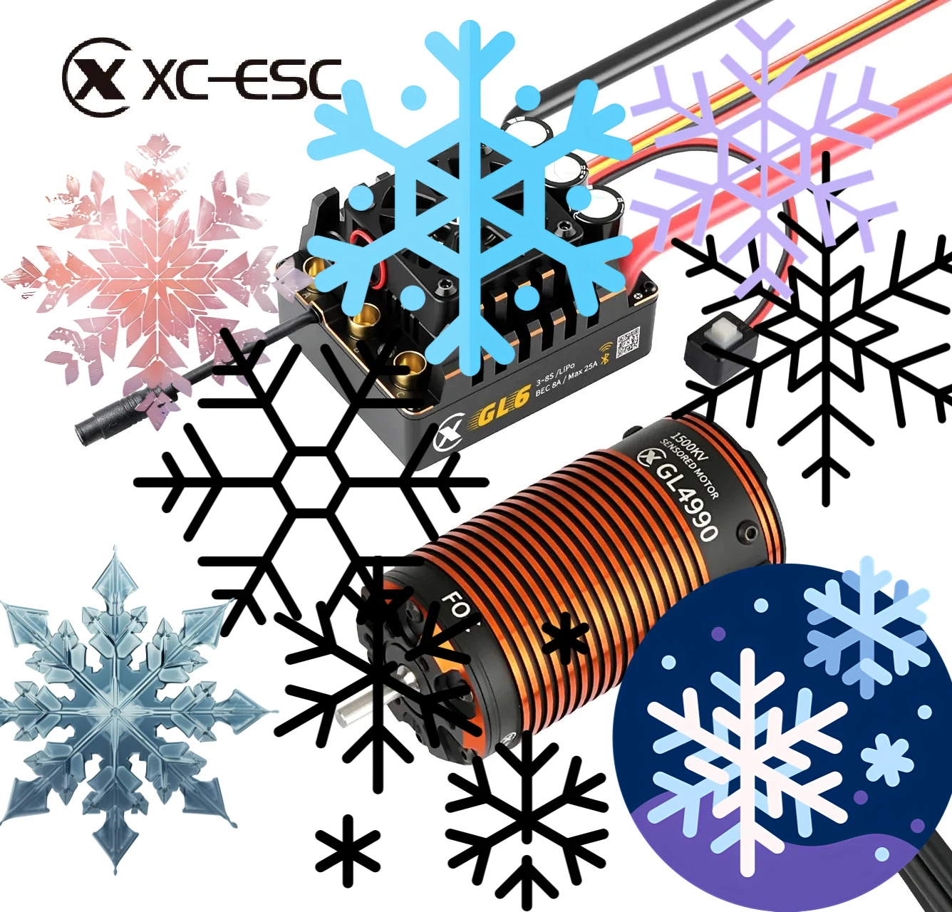 

Комплект XC COMBO FOC CRAWLER: Бесколлекторный двигатель GL4990 1500KV + Водонепроницаемый бесколлекторный ESC GL6 200A 4-8S LiPo для радиоуправляемых машин 1/6