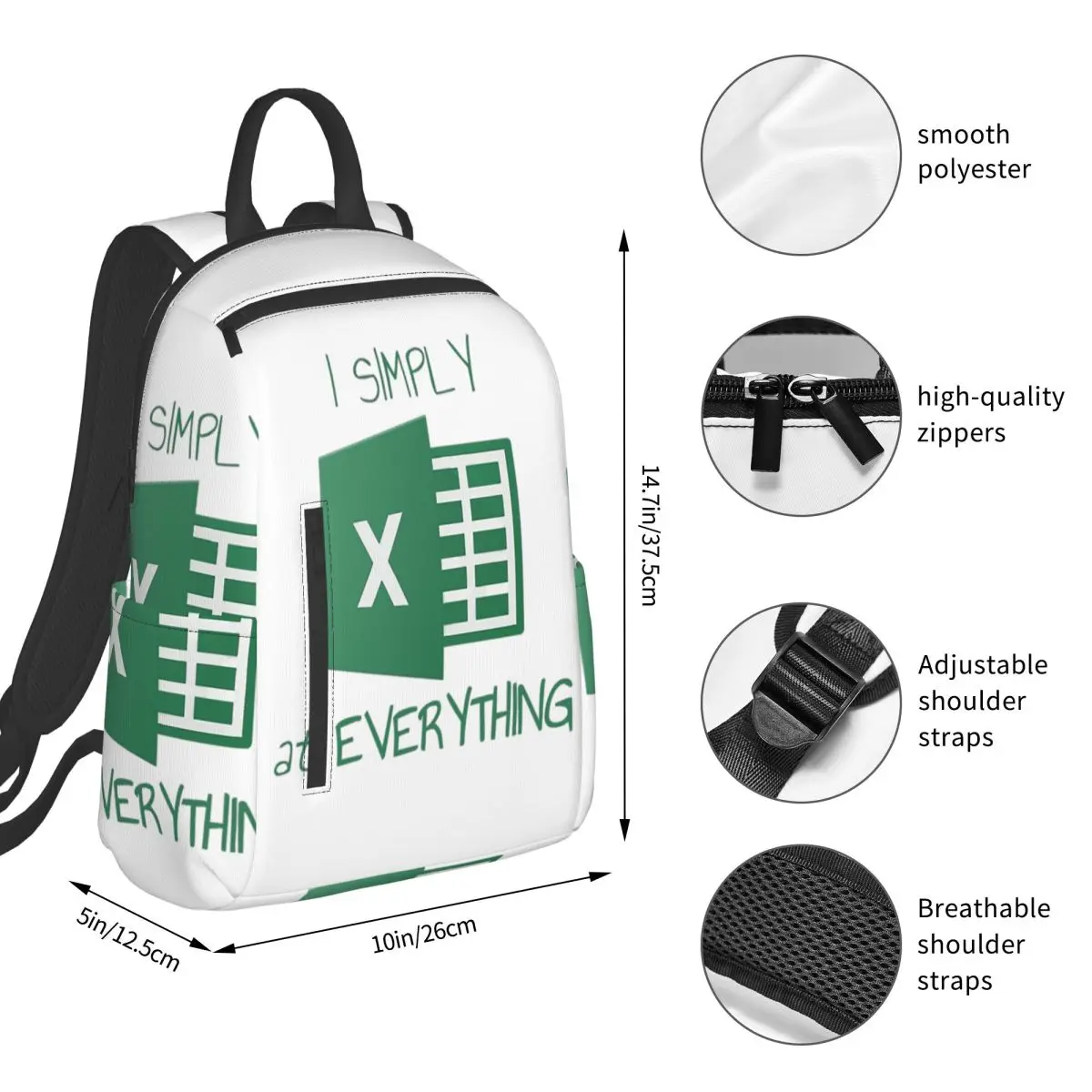 I Simply Excel At Everything Backpack Student BookBag Children School Bag Laptop Shoulder Bags Boys Girls