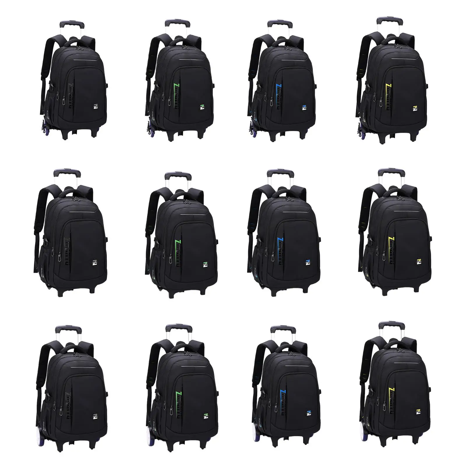 Rolling Backpack Computer Bag Portable Adjustable Straps, Wheeled Laptop Backpack, Trolley Suitcase for Overnight, Business