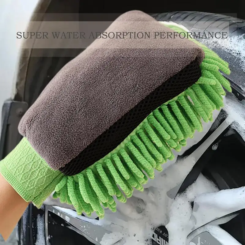 For Refer To Description  Chenille Microfiber Wash Mitt No Scratches No Abrasion Car Wash Brush Effective Cleaning Mitt Machine