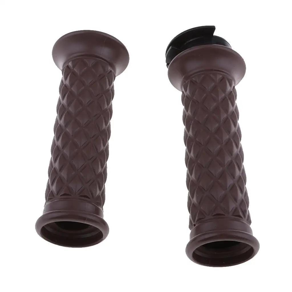 Universal Anti-skip Rubber Vintage Style Handlebar Grips 7/8'' (22mm) Brown