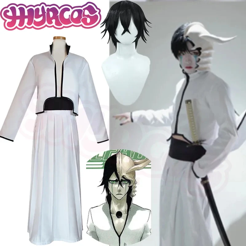 

ABC123CosplayAnime Bleach 's Cosplay Costume Ulquiorra Helmet Masks Wigs Hairs White Kimono ( Jacket + Pants 3'd,5;h.9/