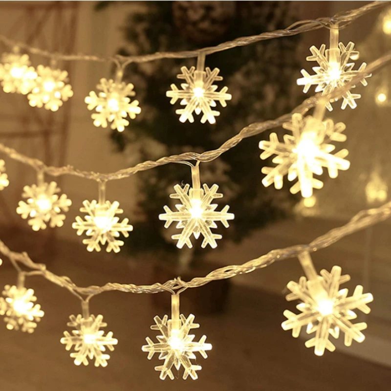 Cadena de luces LED de copos de nieve, adornos navideños para el hogar, árbol de Navidad, decoración colgante, regalos de Año Nuevo, 3M, 20LED, 2023