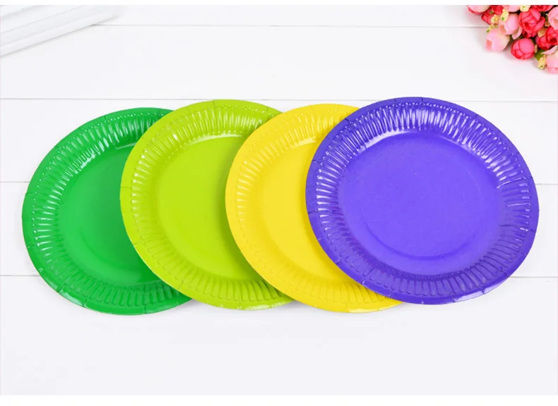Zerolife 10 Stück/Set Macaron-Teller, einfarbig, 7-Zoll-Pappteller, Kuchen-Party-Zubehör, Einwegbesteck für Babyparty – Detail 7