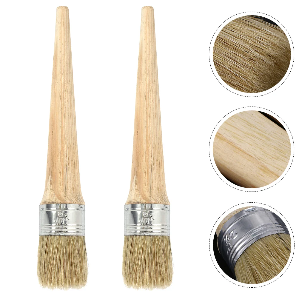 

2 Pcs Hair Brush Round Paint Paintbrushes Artist Marine Wax Buffing Wood Painting Tool