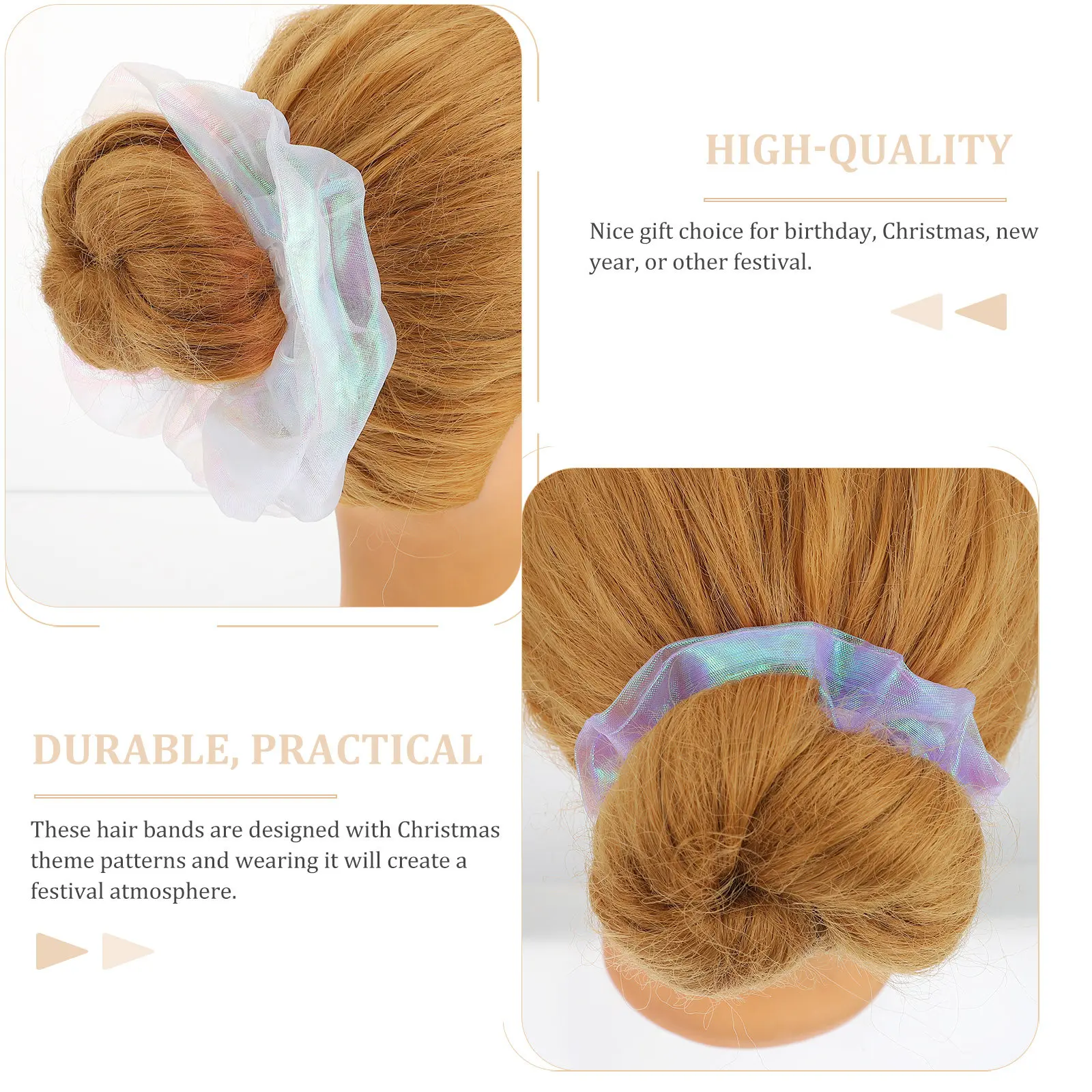 4Pcs Organza Hair Ties Elegant Design Smooth Texture Elastic Scrunchies for Women Perfect for Makeup Exercise Housework Hair