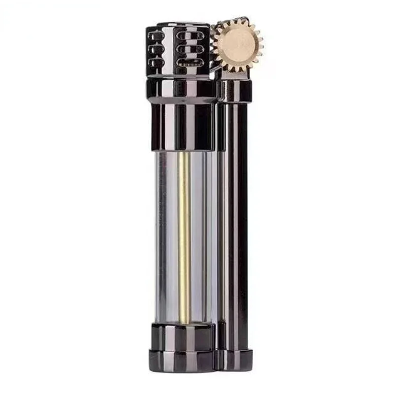 Zorro-Creative Transparent Kerosene Lighter, Windproof Smoking Gadget, Retro Trench, Slender Flint, Grinding Wheel