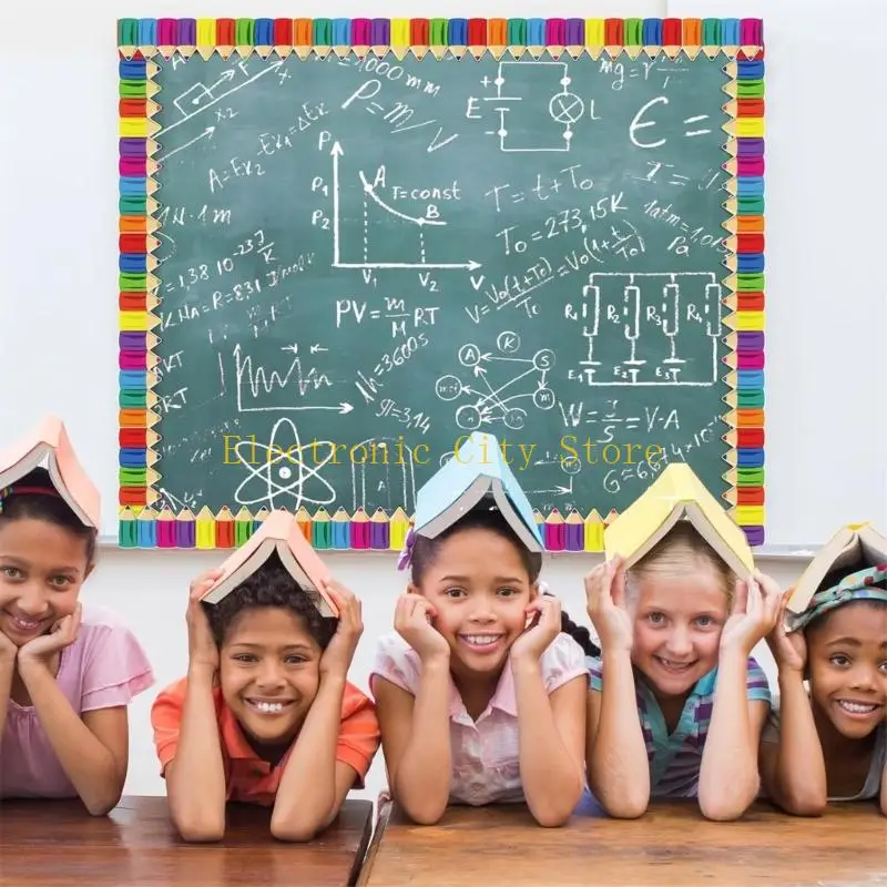 3inX25.9ft Colorful Pencil Pattern Border Trim Bulletin Board Border Sticker HU8D