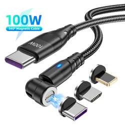 100W USB C To Type C Fast Charging Magnetic Cable Micro Magnetic Phone Data Cord Wire For iPhone 15 14 11 Pro Max Samsung Huawei