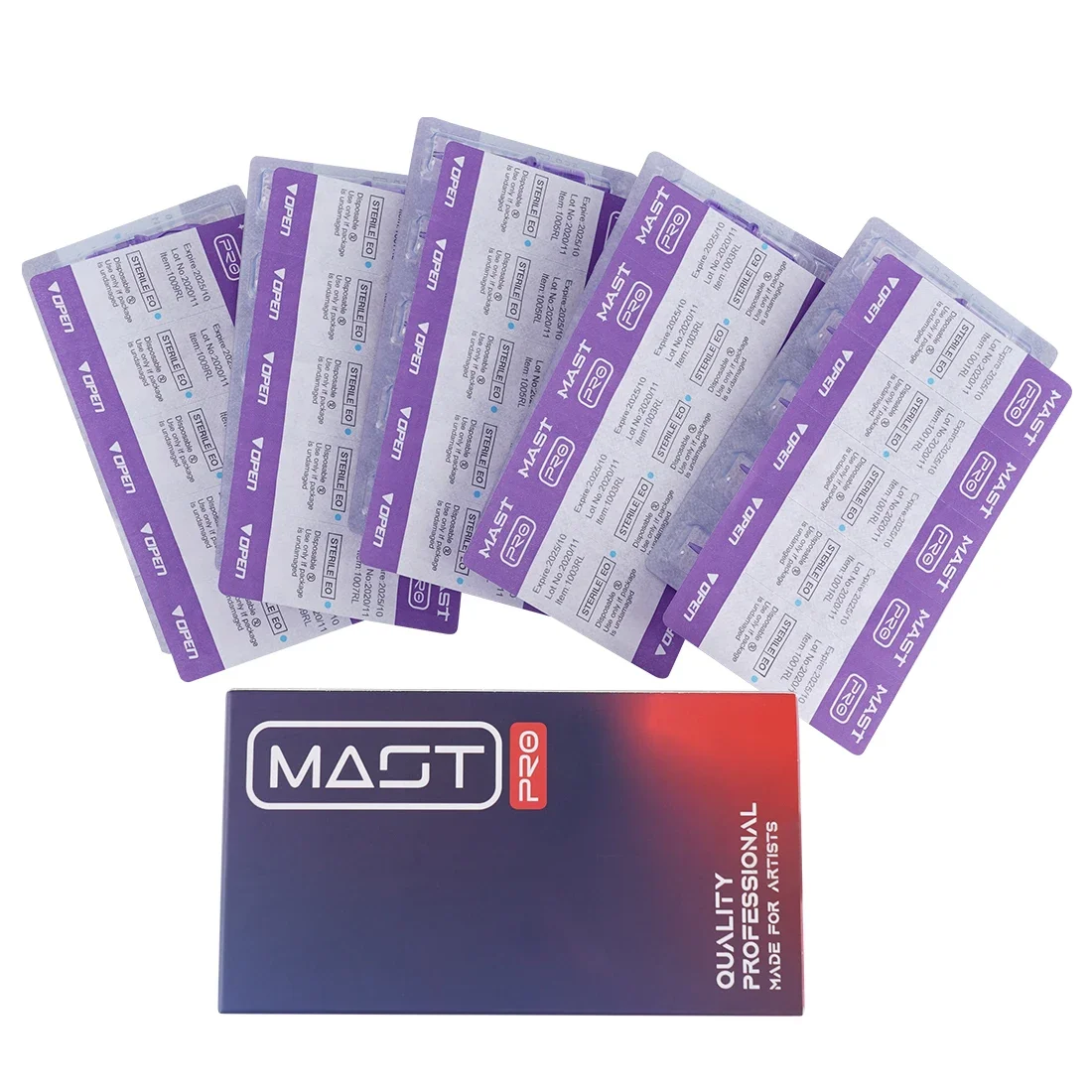 Mast TATTOO Pro เครื่องสักแบบผสมขนาด rl/rs /rm/m/M เข็มสักแบบถาวรสำหรับเครื่องสัก0.3mm/0.35mm 50ชิ้น/กล่อง