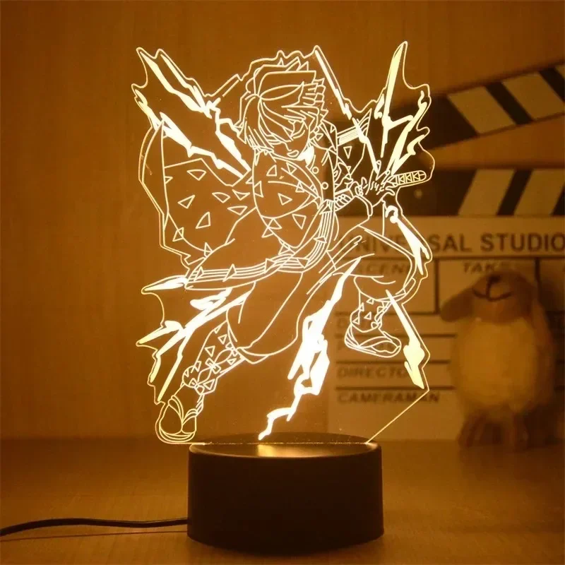 Demon Slayer Nezuko & Agatsuma Zenitsu Anime Figure Night Light - Kimetsu No Yaiba LED Lamp، ديكور غرفة النوم، هدية عيد ميلاد للأطفال