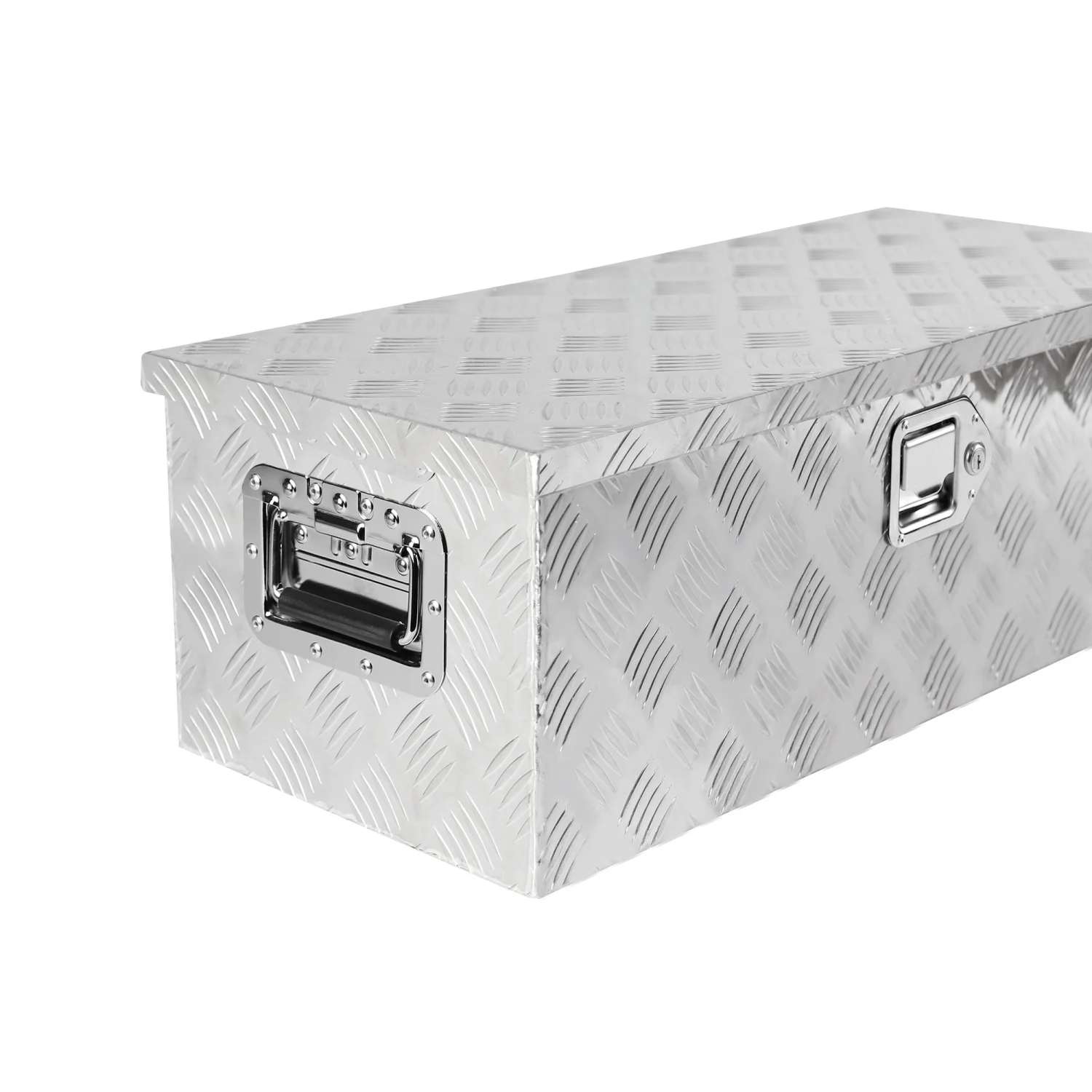 

30 Inch Heavy Duty Silver Aluminum 5 Bar Tread Tool long Box Truck Pickup Trailer Toolbox Underbody Storage+Lock+Keys (30.1"×12