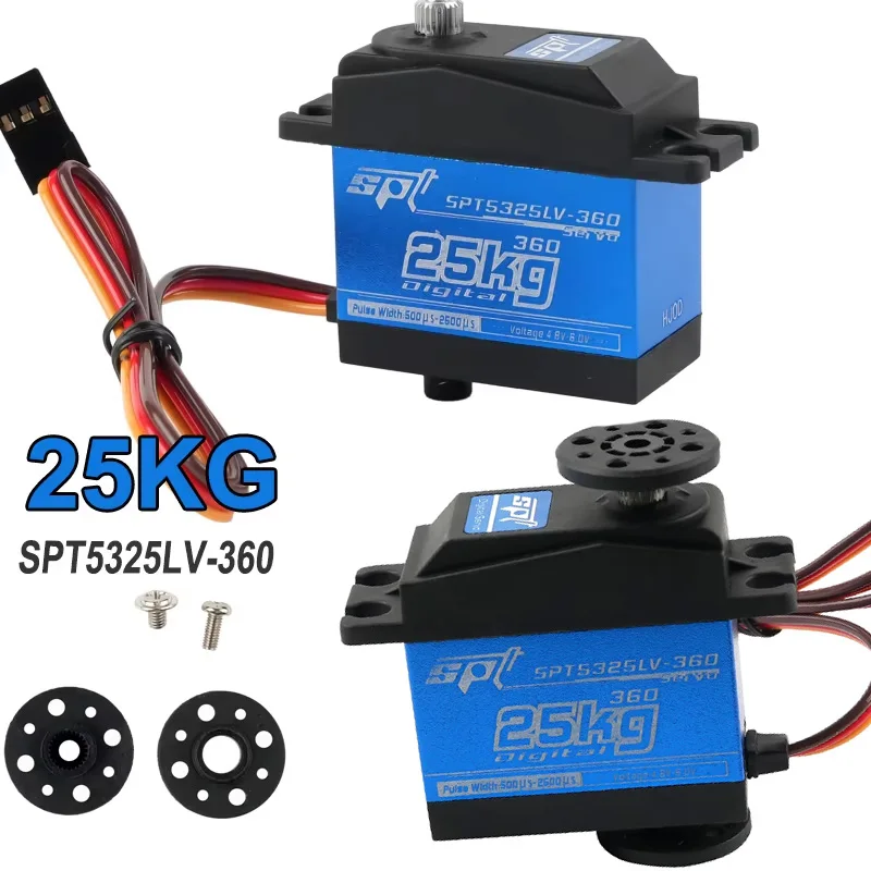 

SPT5325LV 25KG Digital Servo 360 Degree Continuous Rotation Metal Gear Double Axis Servo Assembled Toy Parts for RC Robot Model