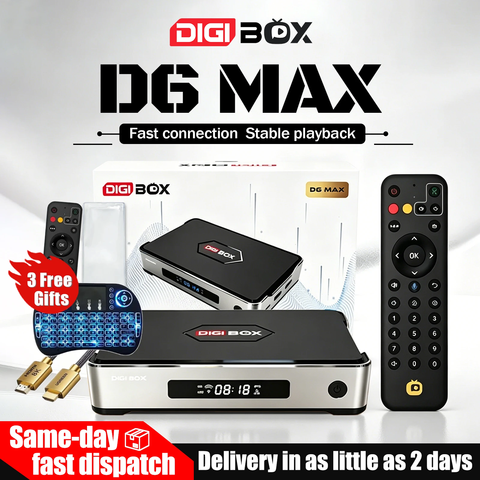 [正品] 新モデル digibox 日本向け d6max Smart Android TV Box、世界中のTVが見れる電子機器、8K HD｜Wi-Fi6｜4GB+64GB｜音声リモコン付属