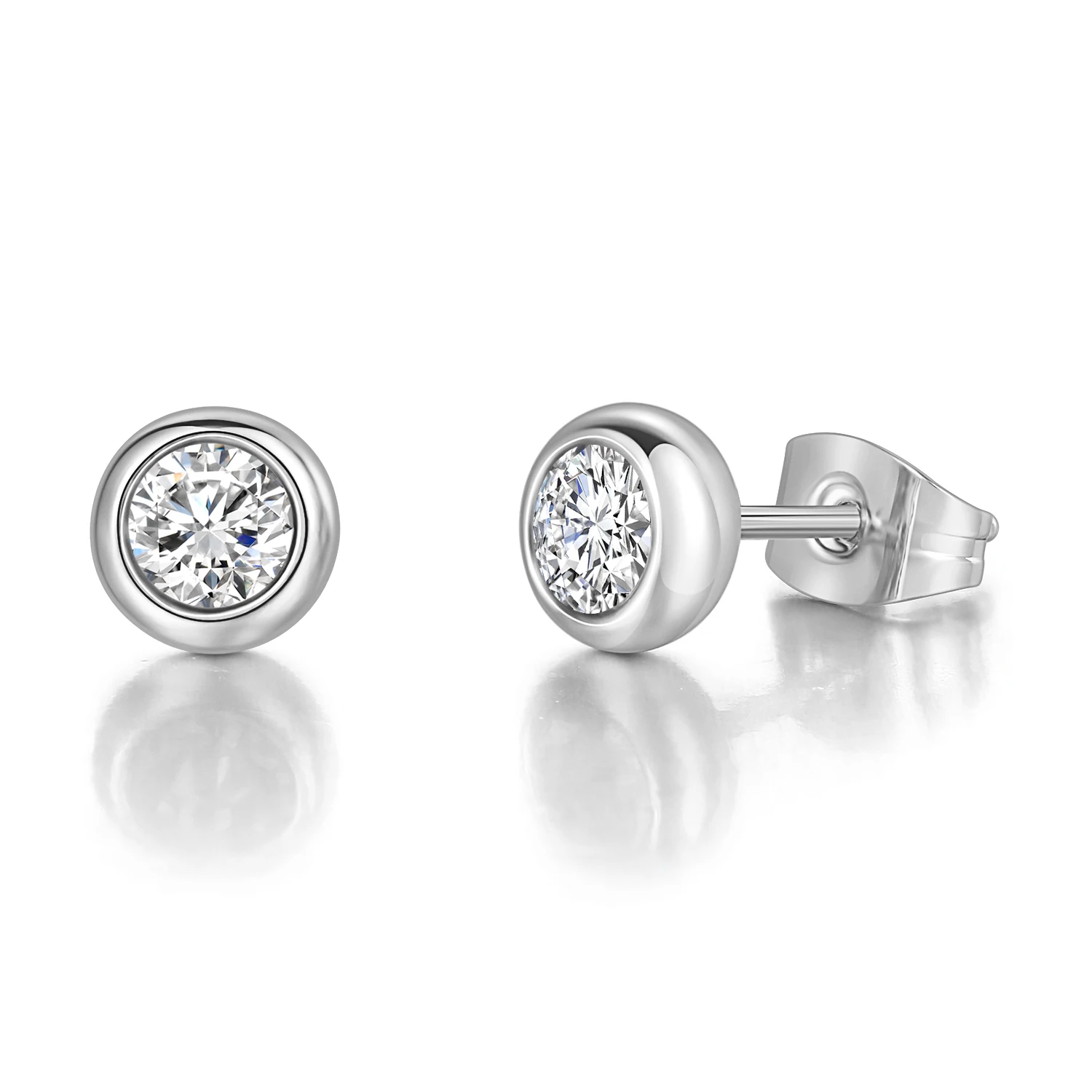 Simple Classic Cubic Zirconia Rose Gold Color Stud Earrings HotSale Round Austrian Crystal Fashion Jewelry For Women E270M
