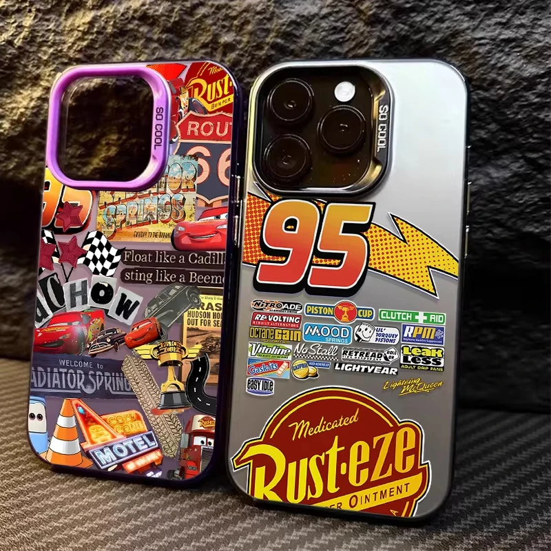 Funda de teléfono para iPhone 16 15 14 13 12 11 Pro Max XS Max 7 8 Plus, funda trasera de silicona a prueba de golpes para coches L-Lightning m-mcQueen 95