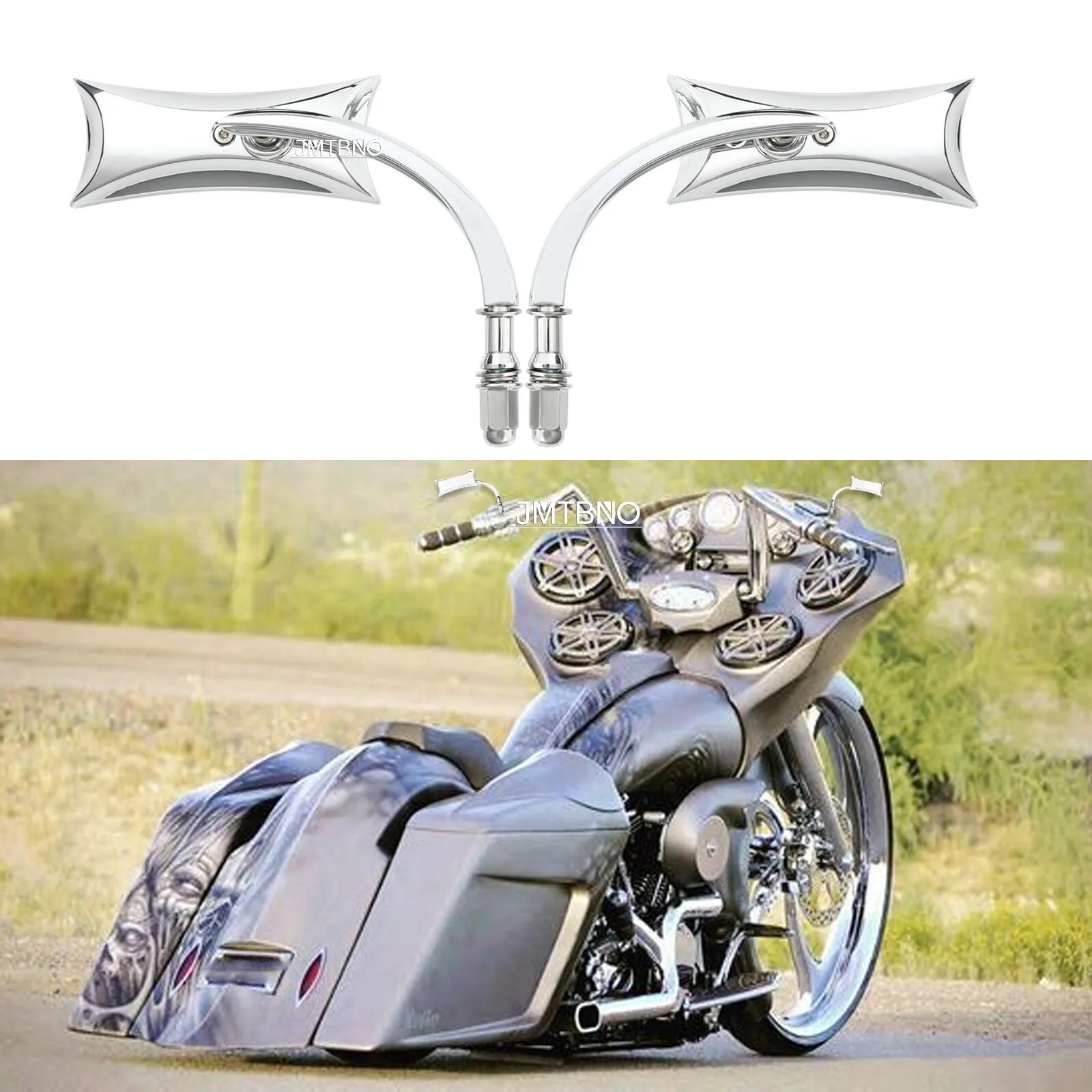 

Motorcycle Equipments Parts Pair Chrome Motorcycle Rearview Side Mirrors For Harley Davidson Road Glide US