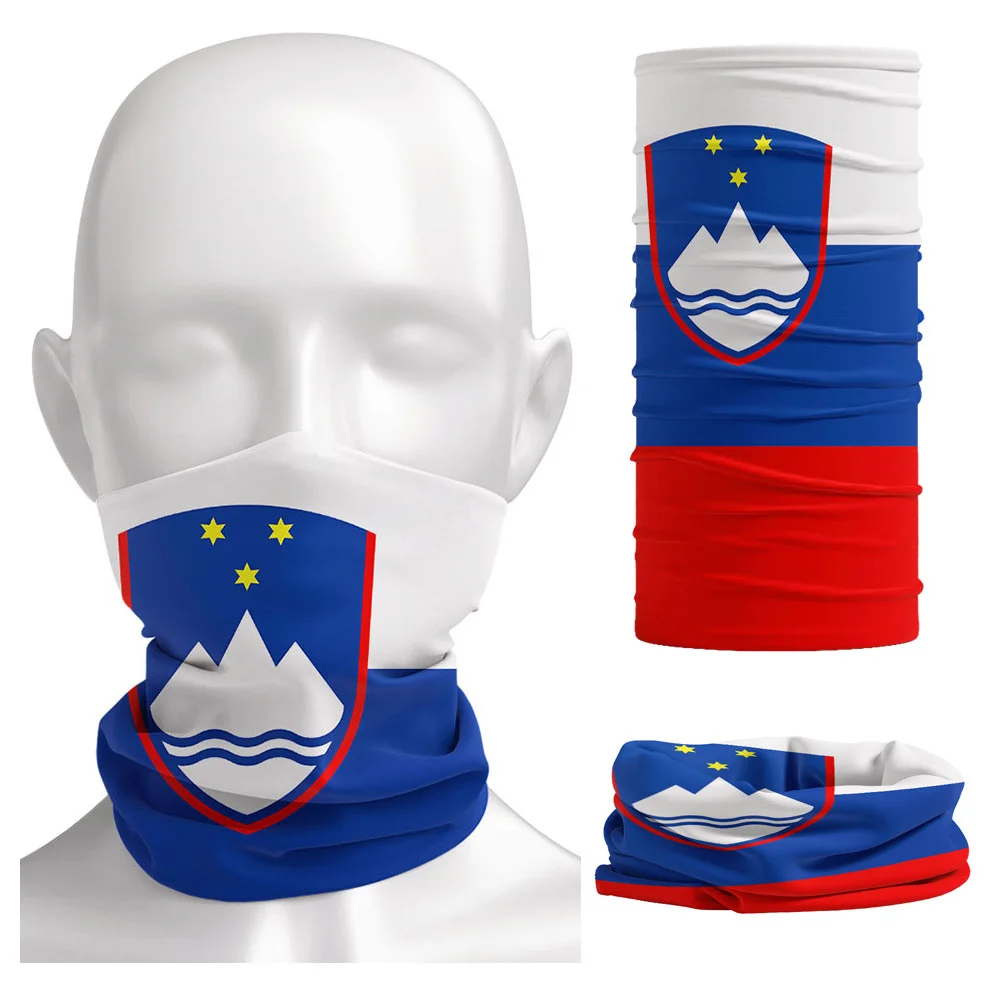 

Slovenia Flag Printed Bandana Headwear Riding Balaclava Slovenian Neck Gaiter Unisex Cycling Dust-proof Scarf Hiking Face Cover