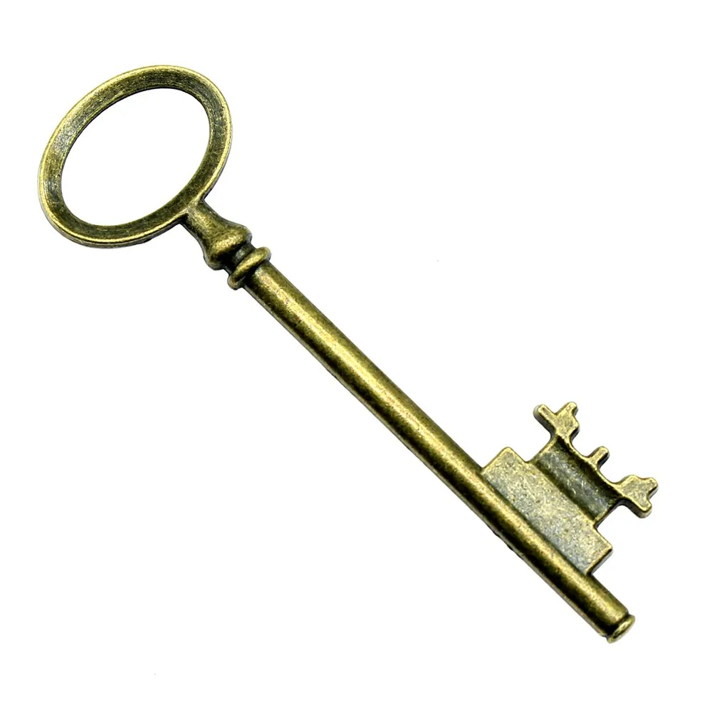 2pcs Antique Bronze Decorative Key Charms for DIY Jewelry Making