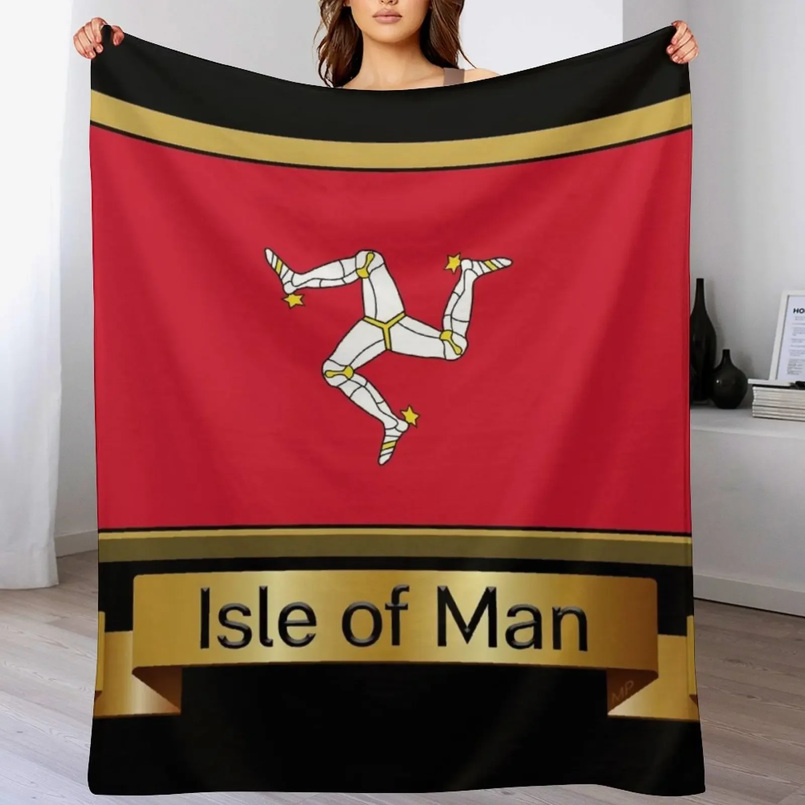 

Isle of Man Flag Stickers, Gifts and Products - Named Throw Blanket Travel Size Cozy Blanket for Plane Train