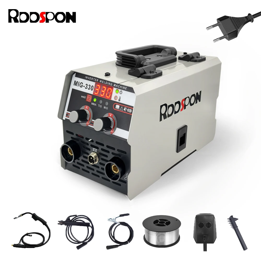Máquina de solda mig semiautomática 3 em 1, soldador sem gás tig/mma/mig com tela digital para uso doméstico 110/220v