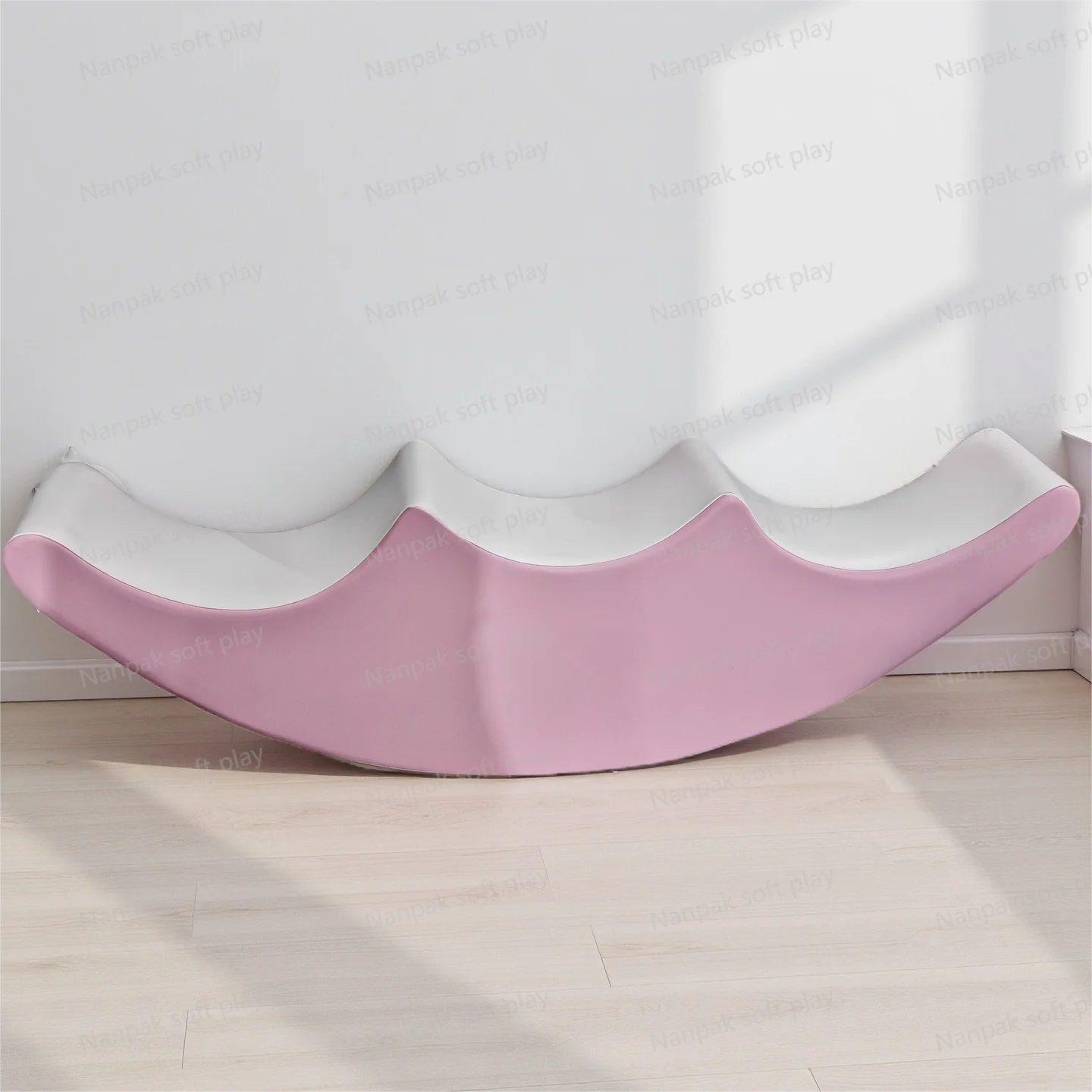 

Safely Soft Pink White Beige Indoor/Outdoor Equipment Kids Balance Trainer Rocking Seesaw for Event Soft Play Parties for Hire