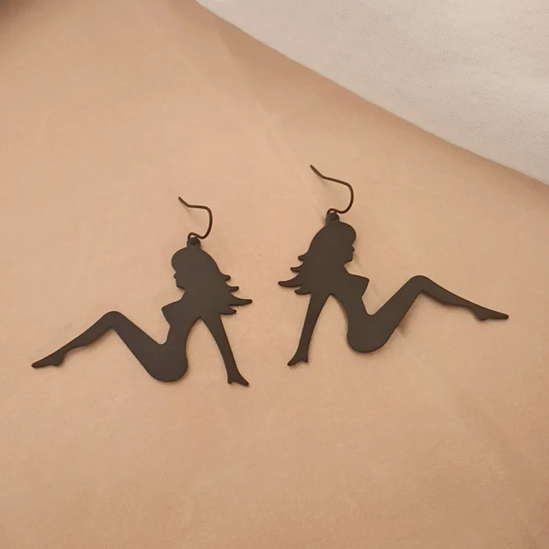 Ovxxons 1 Pair Abstract Humanoid Female Earrings Temperament New Cold Wind Fashion Cartoon Everything Up Stud Ear image 6