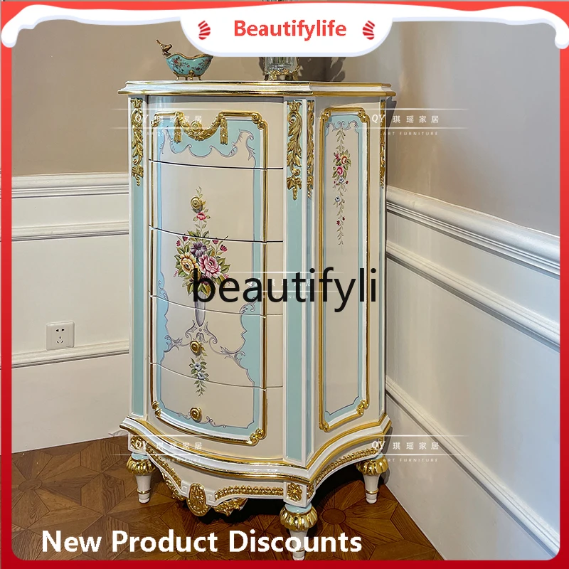 

CQY European simple painted chest of drawers solid wood storage cabinet chest of drawers modern light luxury chest of drawers