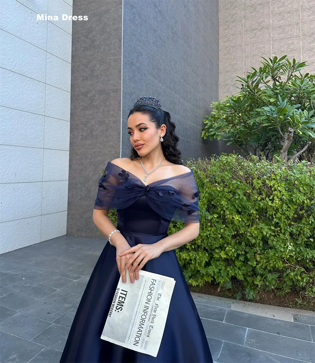 navy blue backless prom dress Mermaid Bateau Backless Sweep Train Navy Blue Prom Dress PG979 US12 / Custom Color