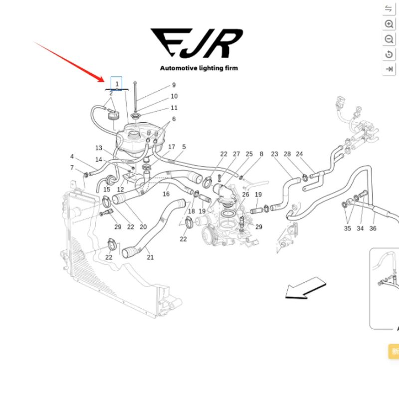 296547 226973 225992 Water tank expansion kettle for Maserati GRANTURISMO M145 GRANCABRIO MC QUATTROPORTE M139