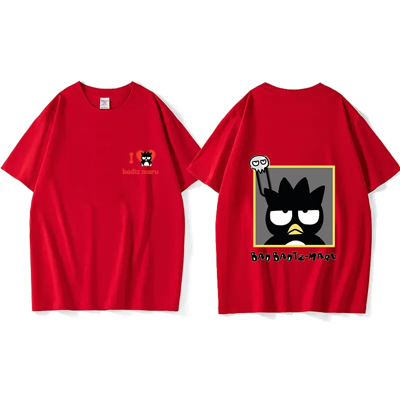 Kawaii Kuromi BADTZ MARU printed T-shirts spring and autumn Sanrio cartoon casual sports street printed T-shirts