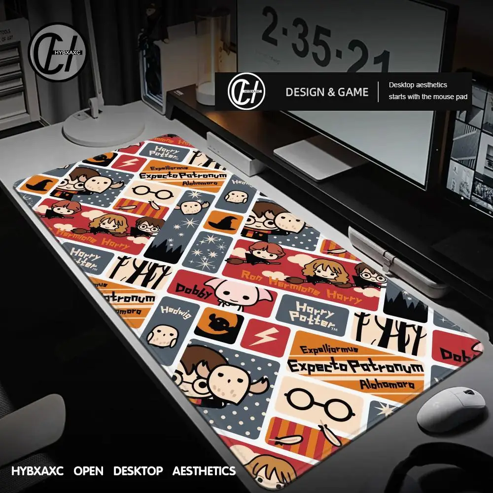 Wand-P-potters Ring Mousepad HD Printing Computer Gamers Locking Edge Non-slip Mouse Pad XXL90x40cm-Harrys Keyboard PC Desk Pad