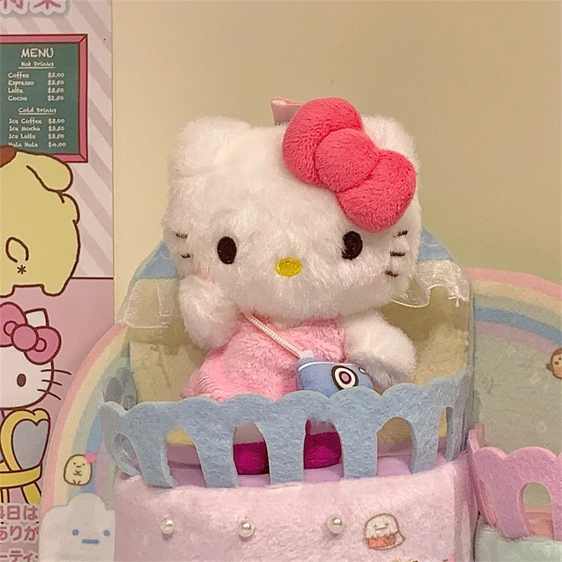 Hello Kitty Sanurgente Peluche Porte-clés pour Enfants, Porte-clés Jouets pour Bol, Pendentif en Peluche Douce Kawaii, Porte-clés Mignons pour