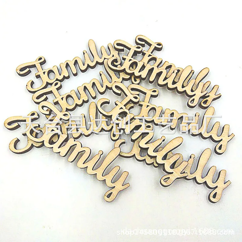 ファミリーホームパーティーアルファベット手作り装飾ウッドチップ、ナチュラルDIYクラフトウッド10個パック