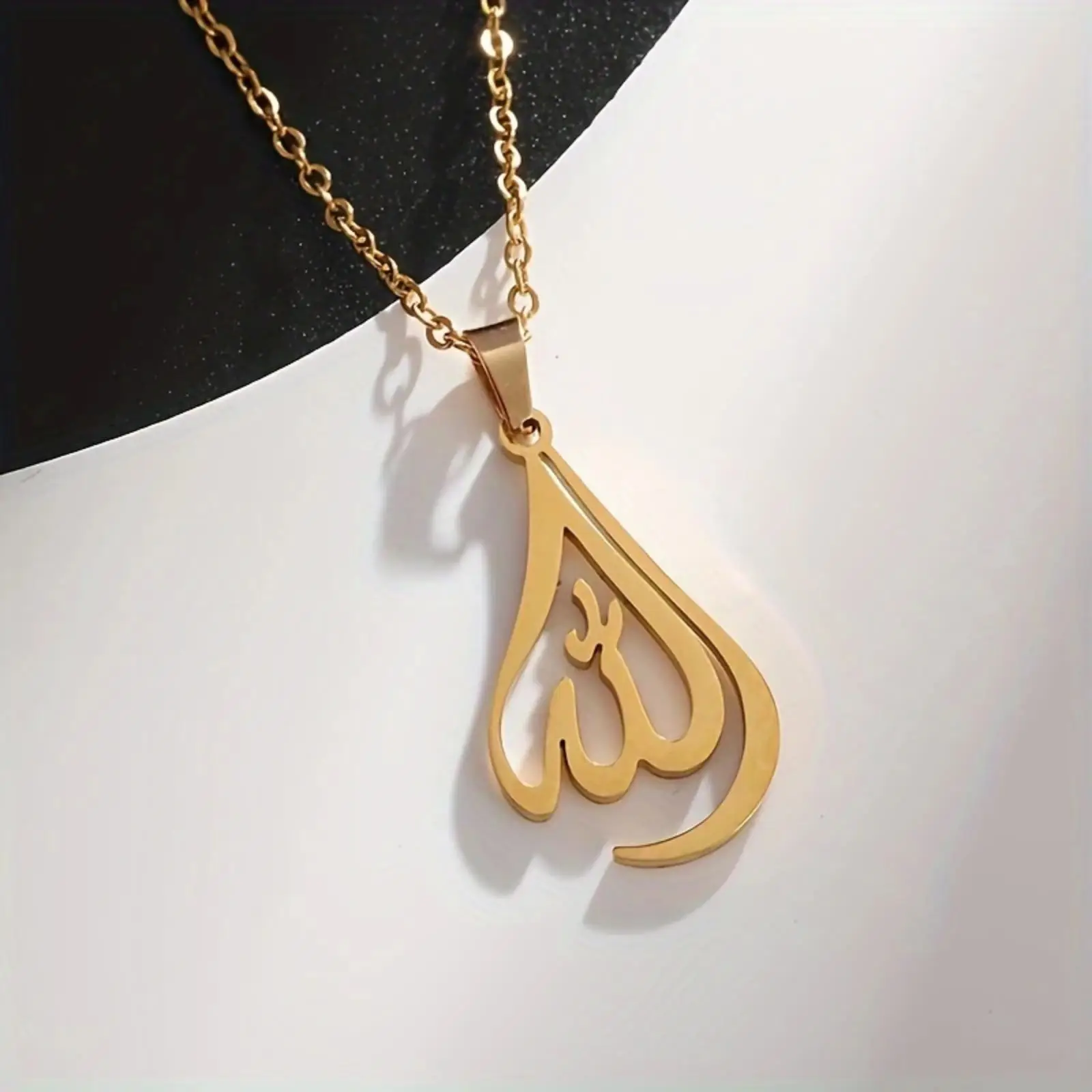 Islamische Muslimische Allah-Symbol-Halskette, Anhänger mit arabischen Buchstaben, Edelstahlschmuck, Geschenk – Detail 3