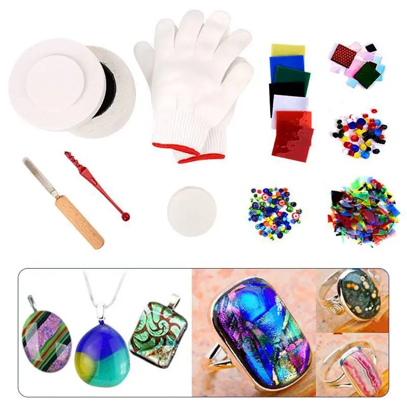 10 Pieces Microwave Kiln Kit for Fusing Glass Kiln DIY Fusing Glass Pendent Jewellery - Large Kiln & 9 Accessories Set