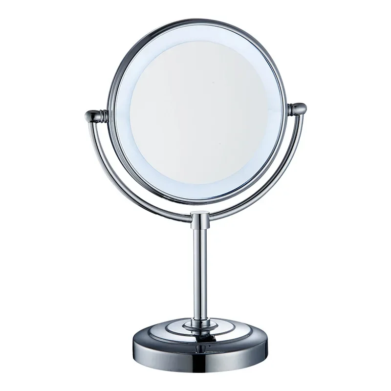 LED light chrome bathroom mirror, telescopic beauty mirror, men's makeup mirror, creative rotation