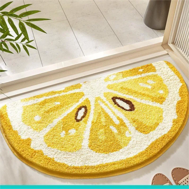 Cute Fruit Shaped Bath Mat Imitation Cashmere Absorbent Non Slip Rug Washable Doormat for Bathroom Bedroom Entryway