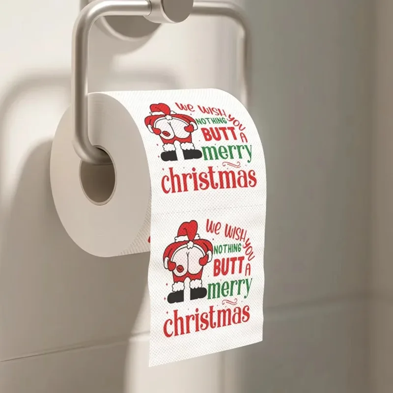 1/3pcs Christmas Tissue Roll, Happy New Year 2027 Funny Gag Gift, Xmas Holiday Napkin for Party Home Kitchen Decor