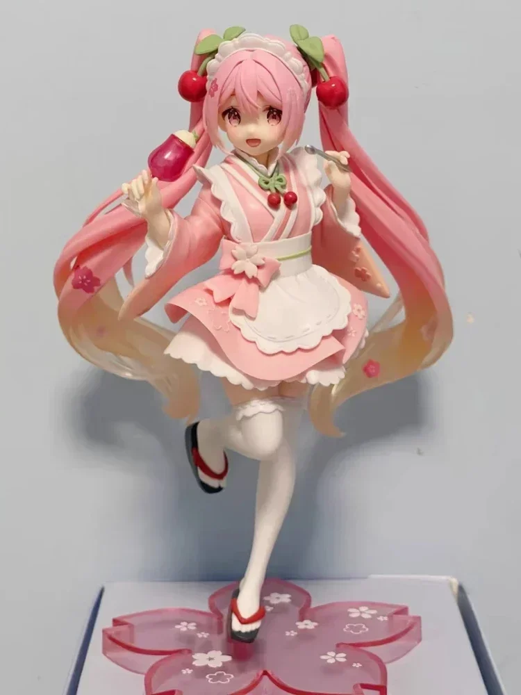 Original Hatsune Miku Anime Figure Sakura Wafuu Kissa Ver. Maid Figurine Model Dolls Collectible Toys Gift 18cm Christmas Gift