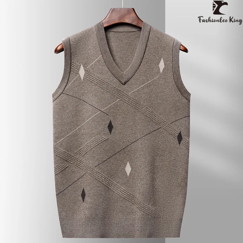 

Casual Men's Knitted Sweater Vest Male V-Neck Sleeveless Cardigan Tops