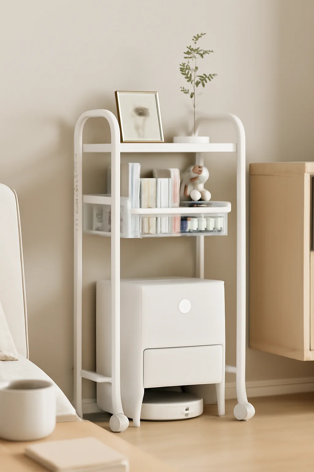 

Living Room Storage Rack Book Platform Movable Bedside TableBedroom Storage Shelf Modern Simple Craft Multi-Functional Stan