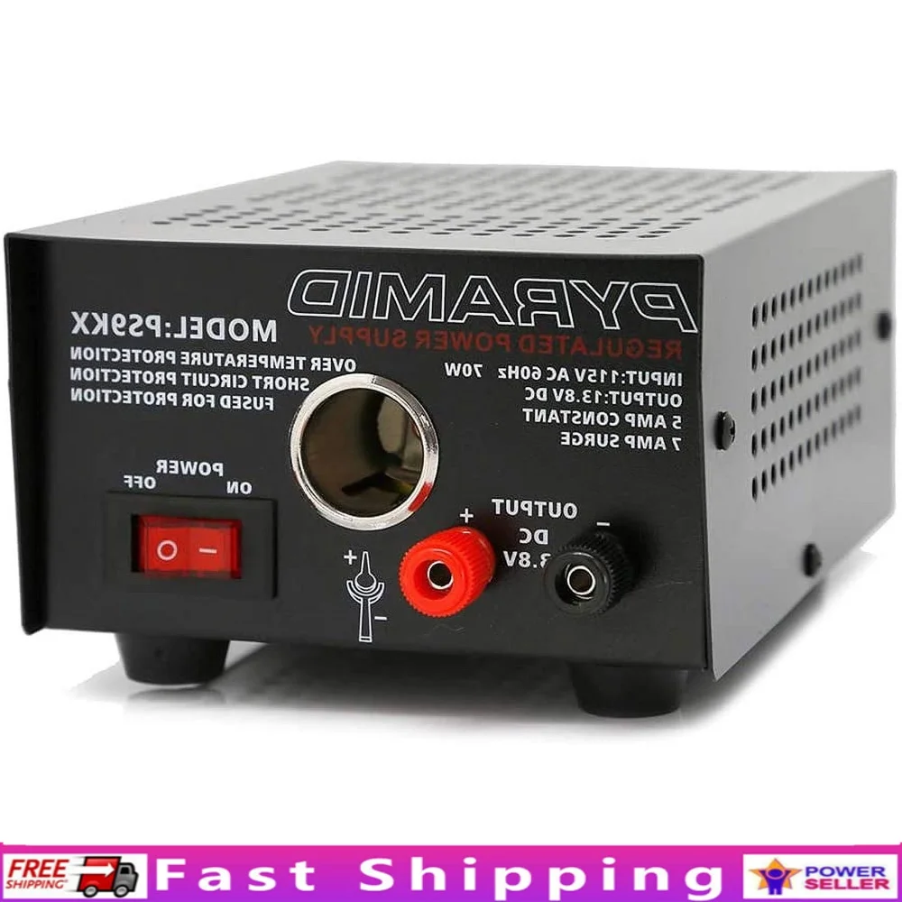 

Universal Compact Bench Power Supply 13.8V DC 5A with Short Circuit Protection and Screw Terminal Connections Hobbyists Home Use