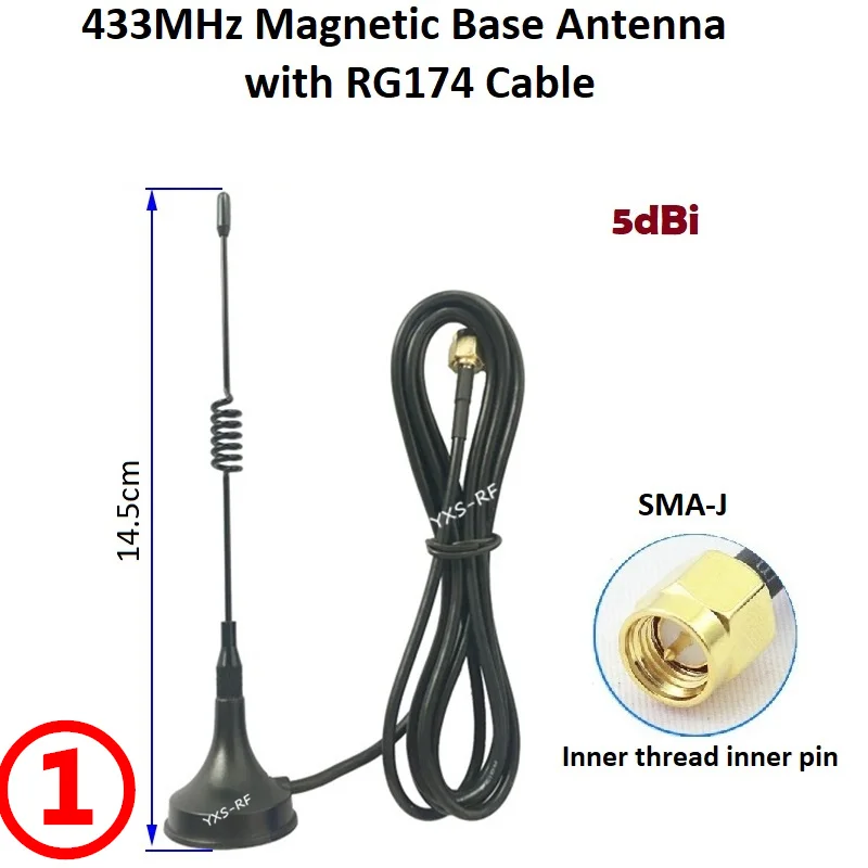 433MHz 470MHz Magnet LoRa Antenna SMA Male Connector Magnetic Mount Antenna with RG174 Cable for Module Remote Controller IOT