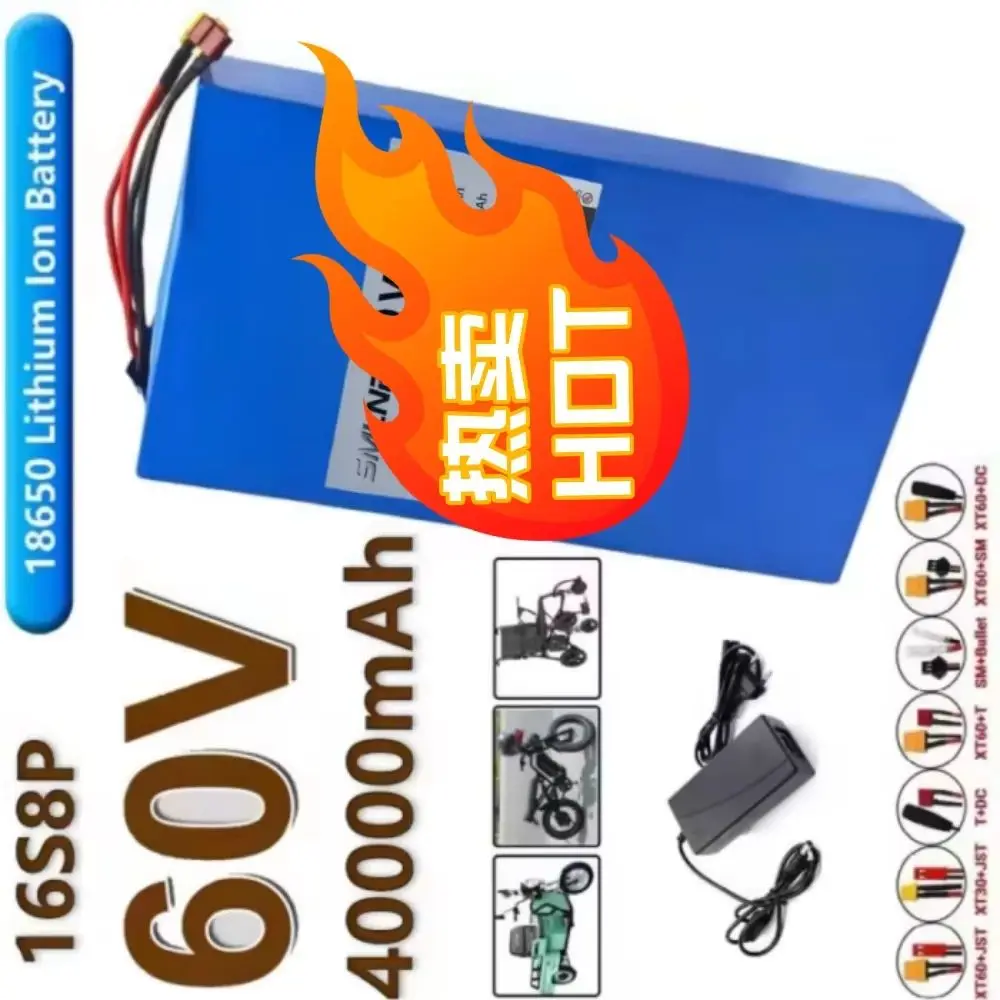 60V 40Ah 18650 Lithium Battery Pack 16S8P High-Power New Condition for Various Transportation Vehicles 1000-3000W