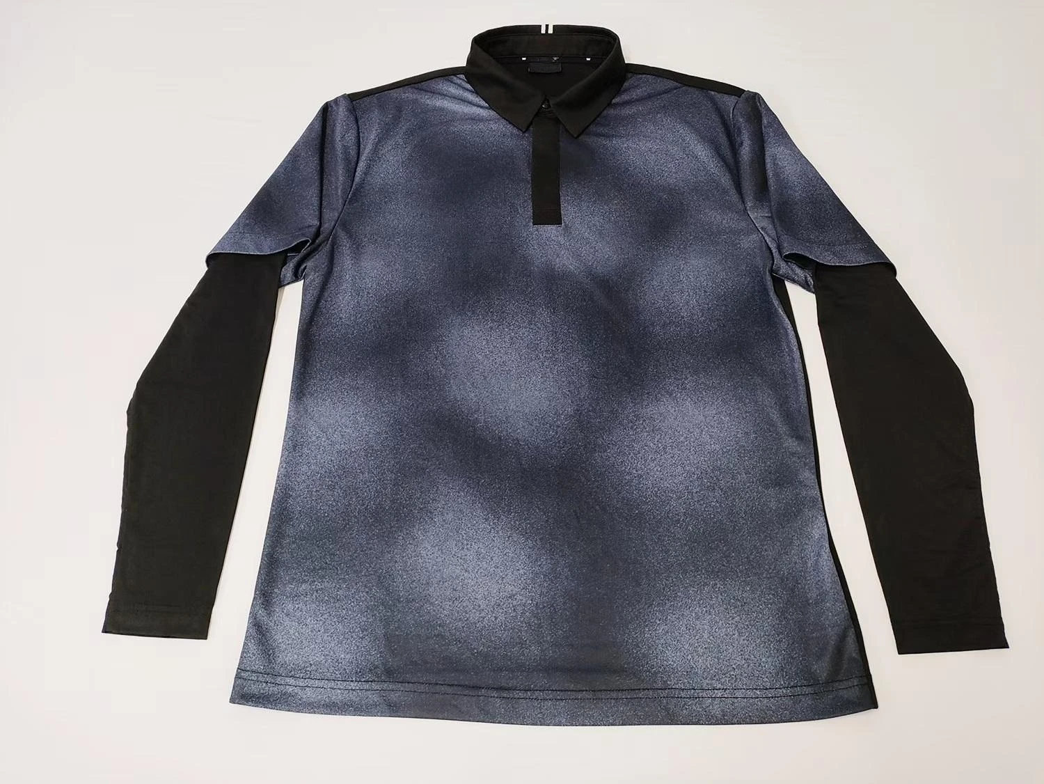 2026 Men's Golf Shirt Spring Polo Collar Letter Detail Layered Look Long Sleeve Casual Sports Top